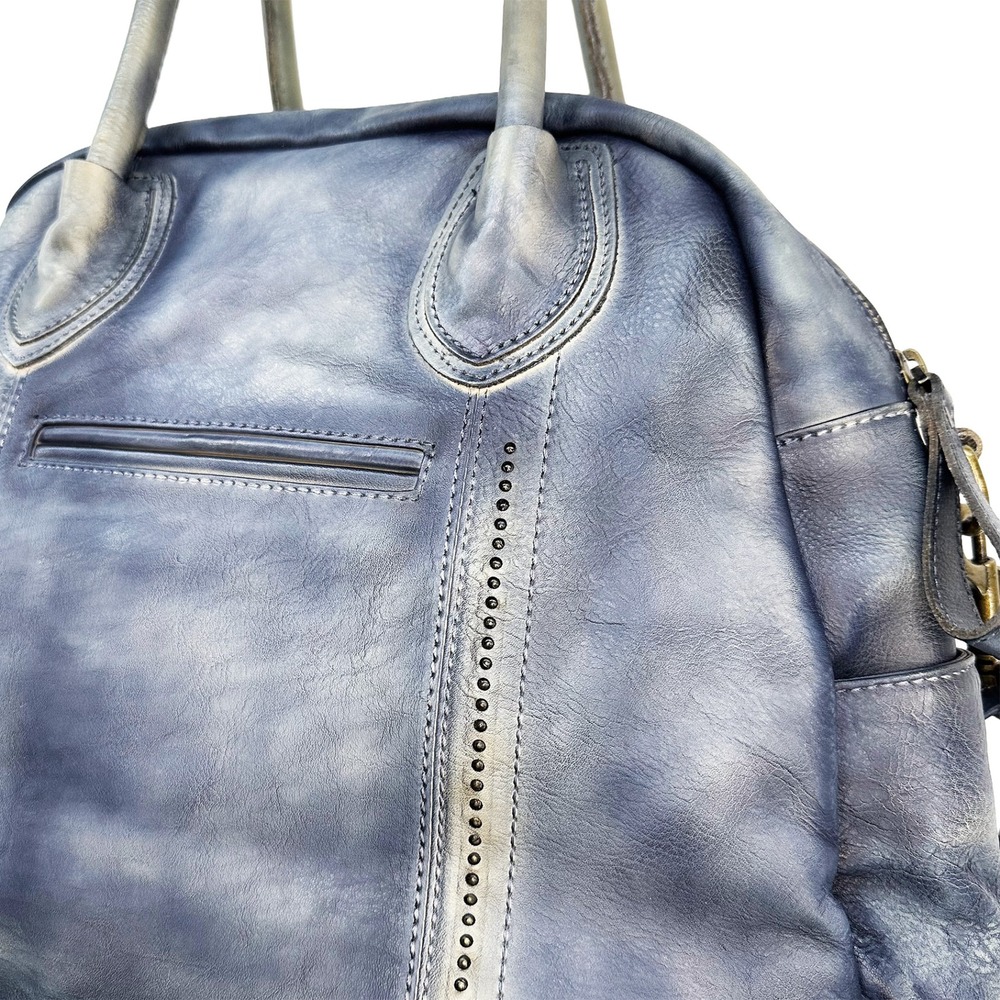 OLD TREND Distressed Vintage Look Leather Tote Shoulder Bag • blue • boho chic - Picture 13 of 13